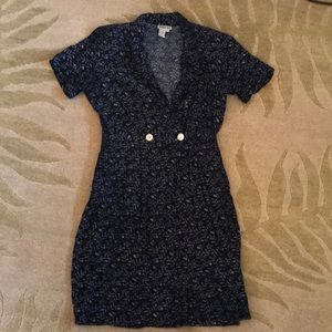 Vintage 90’s navy floral blazer wrap dress 12